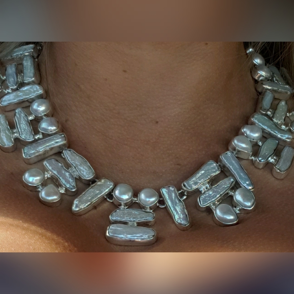 Fresh water pearl and 925 sterling silver Necklace